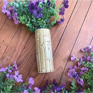Vintage Orchids of Hawaii Ceramic Bamboo Tiki Vase Japan